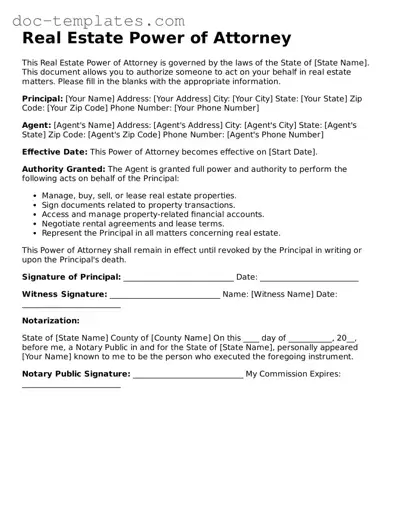 Official Real Estate Power of Attorney Document