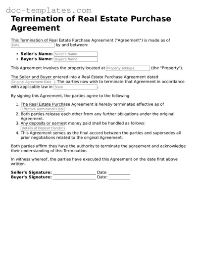 Official Termination of Real Estate Purchase Agreement Document