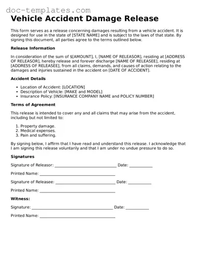 Official Vehicle Accident Damage Release Document