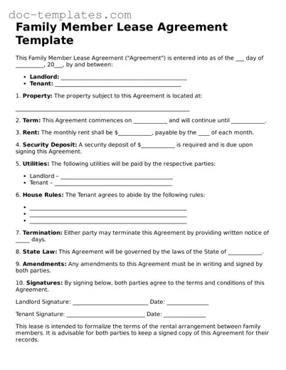 Official Family Member Lease Agreement Document