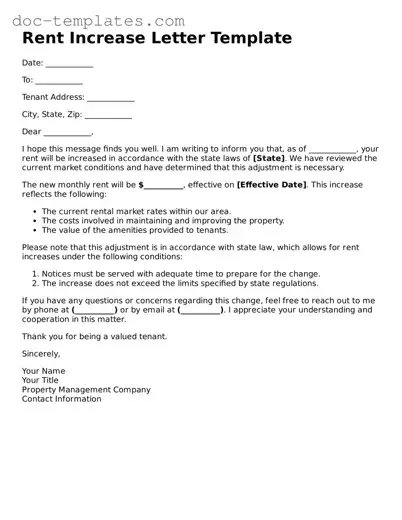 Official Rent Increase Letter Document