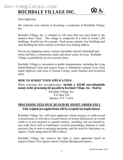Download Rochdale village application Template