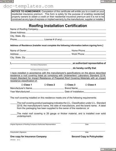 Download Roofing Certificate Template