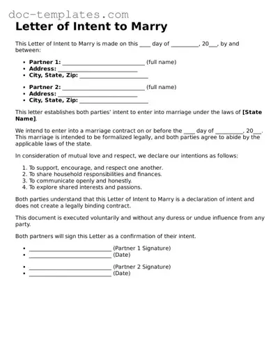Official Letter of Intent to Marry Document