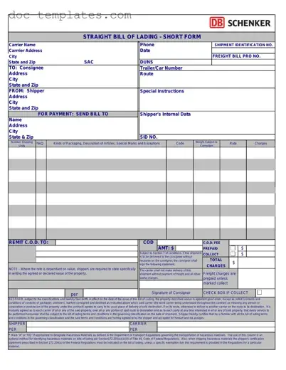 Download Straight Bill Of Lading Template