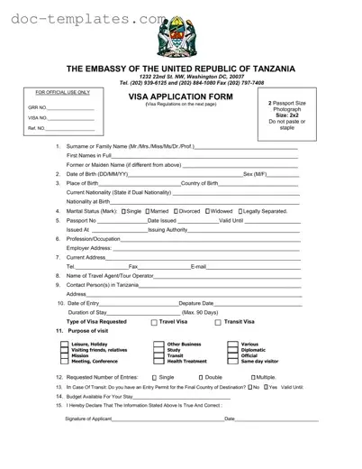 Download Tanzania Visa Applicaiton Template