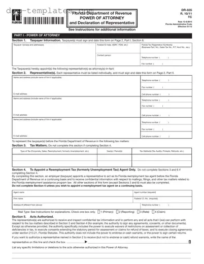Download Tax POA dr 835 Template
