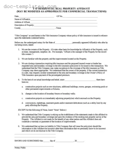 Download Texas residential property affidavit T-47 Template