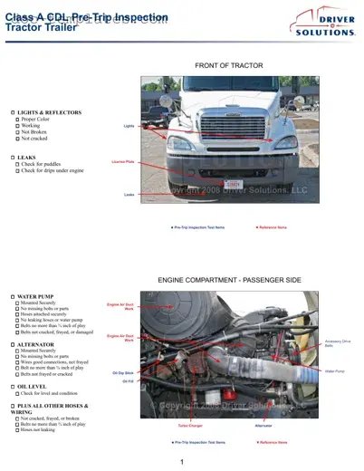 Download Pre Trip Inspection Checklist Template