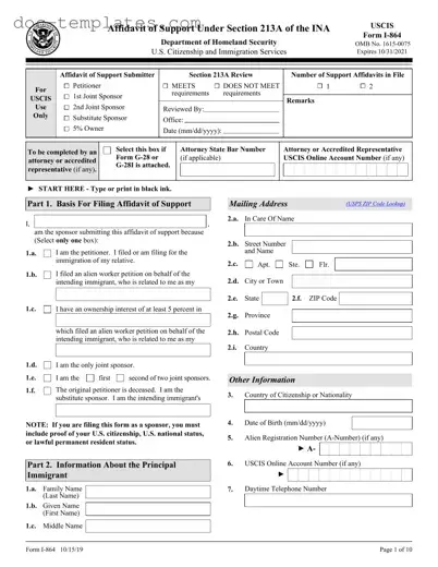 Download USCIS I-864 Template