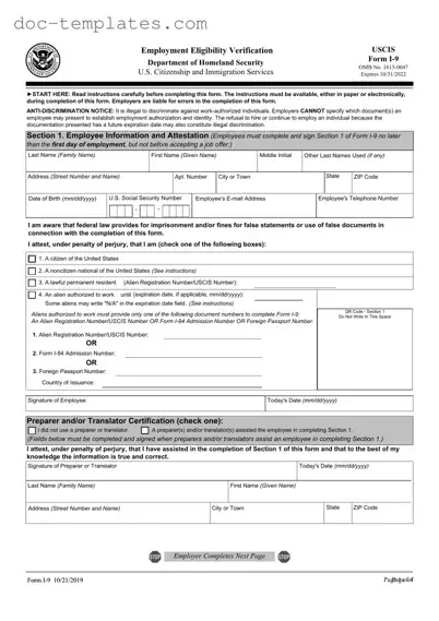 Download USCIS I-9 Template
