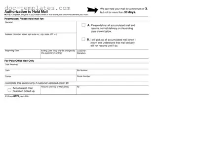 Download Usps Hold Mail Request Template