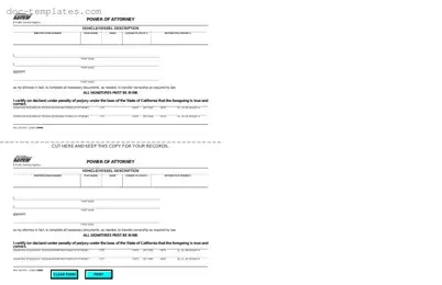 Download Vehicle POA REG 260 Template