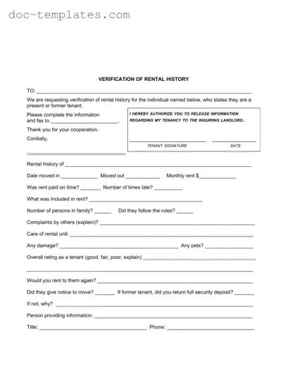 Download Verification Rental Template