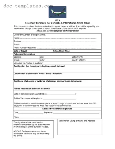 Download Veterinary Certificate Travel Template