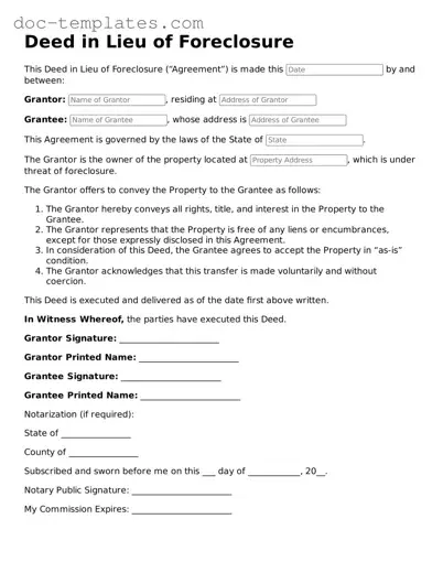 Official Deed in Lieu of Foreclosure Document