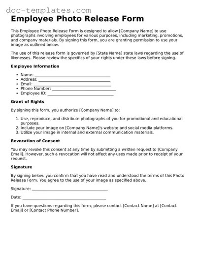 Official Employee Photo Release Document