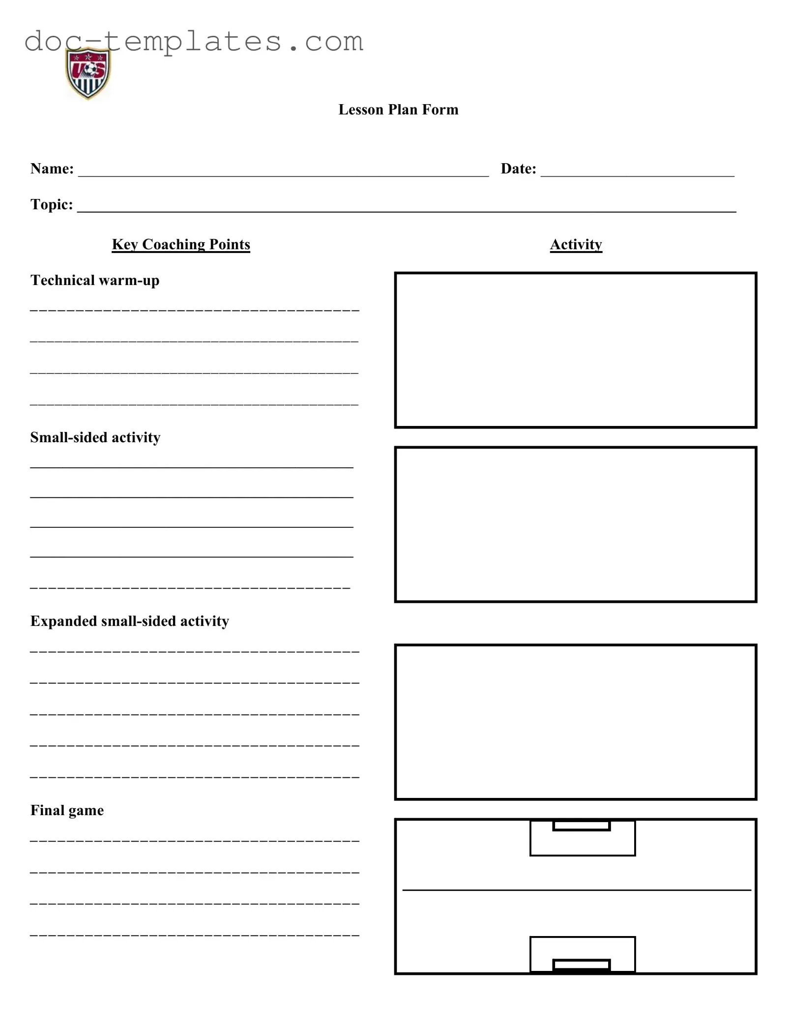 Download Soccer Training Session Plan Template