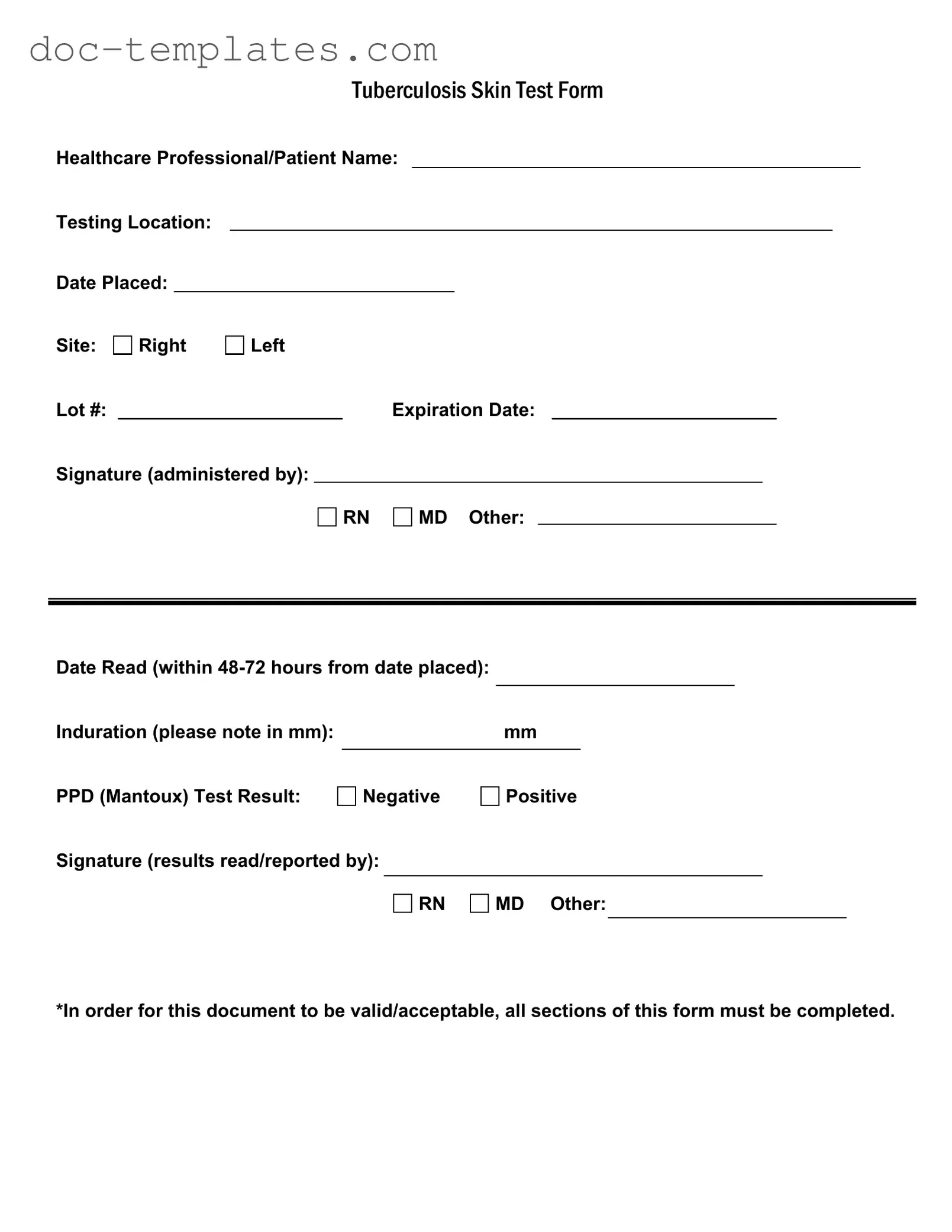 Download Tb Test Template
