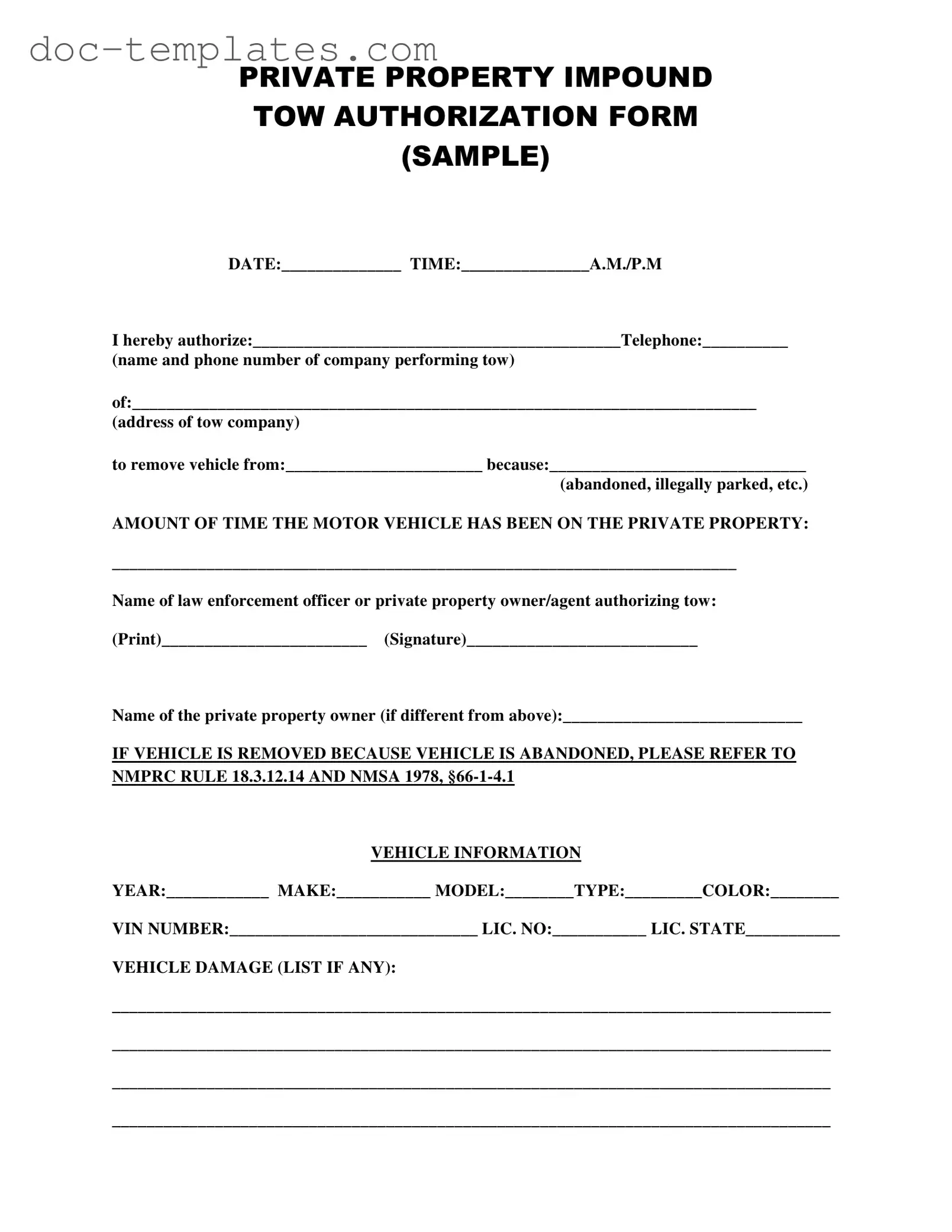 Download Tow Authorization Template